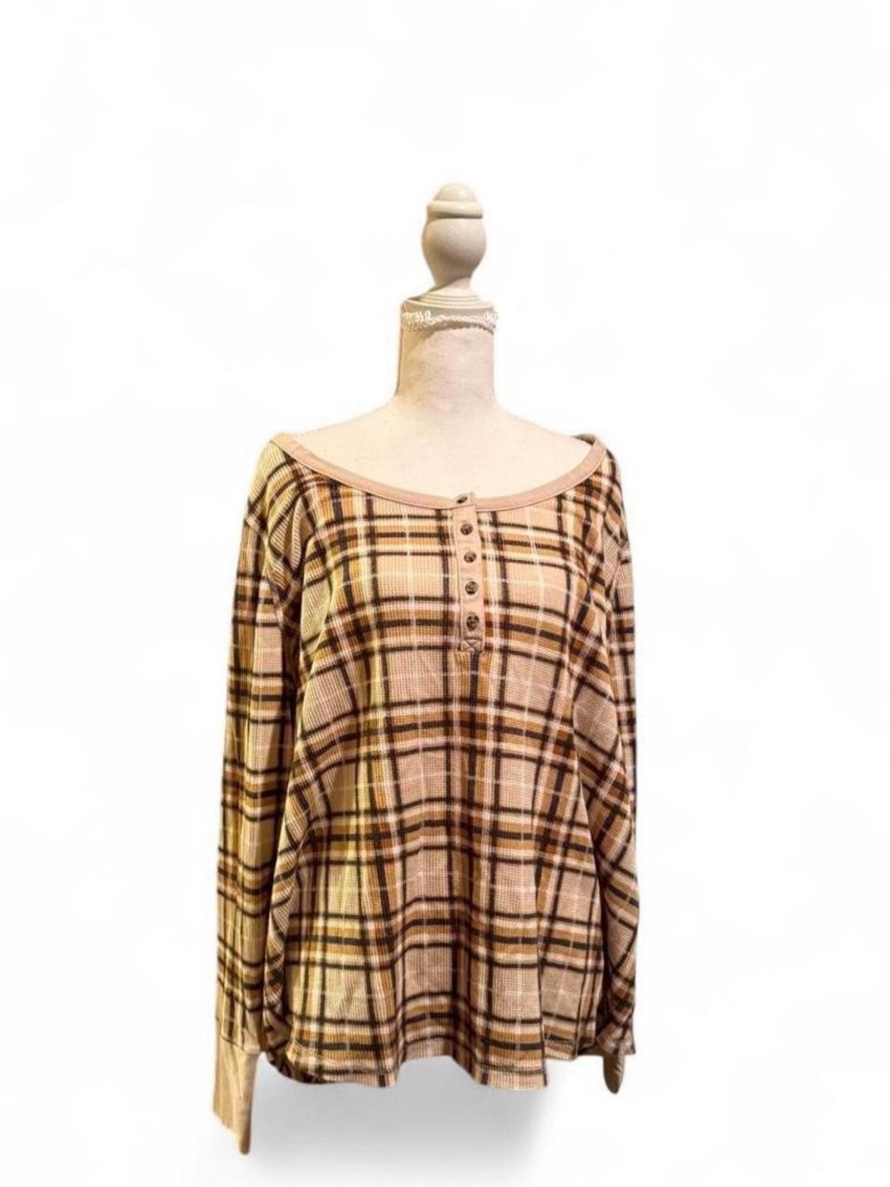 Cute Comfy Plaid Plus Size Top